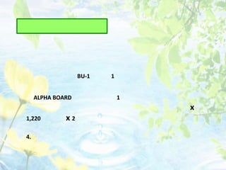 BU-1   1


     ALPHA BOARD              1
                                  x
1,220         x2

4.
 