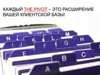 КАЖДЫЙ THE PIVOT – ЭТО РАСШИРЕНИЕ
ВАШЕЙ КЛИЕНТСКОЙ БАЗЫ!
 