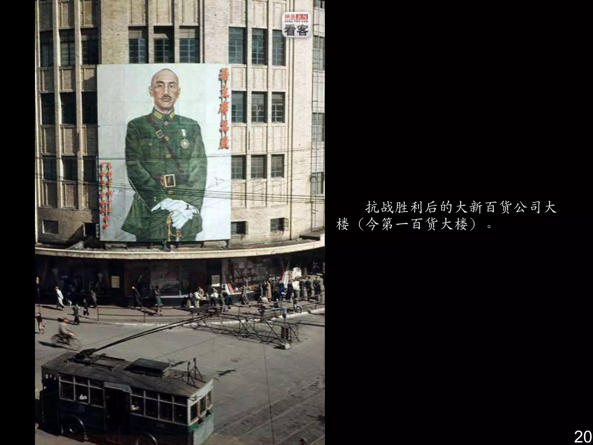 抗战胜利后的大新百货公司大
楼（今第一百货大楼）。




                  20
 