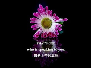 THAT’S GOD

who is speaking to you.
    那是上帝的耳語
 
