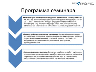 Программа Семинара "Практические Вопросы Оплаты Труда И Заработной.