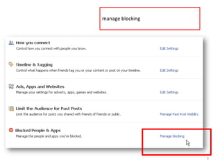 manage blocking




                  3
 
