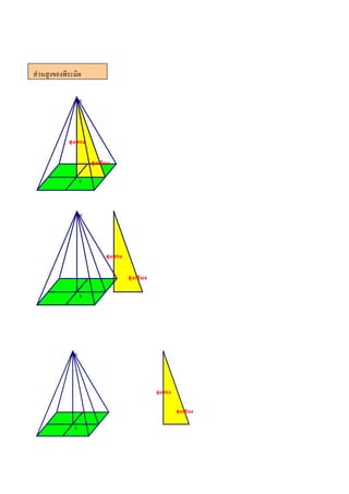 ส่วนสูงของพีระมิด

                   B'




            สูงตรง


                        สูงเอียง


                   B




                   B'




                              สูงตรง


                                       สูงเอียง


                   B




              B'




                                                  สูงตรง


                                                           สูงเอ ยง
                                                                 ี


              B
 