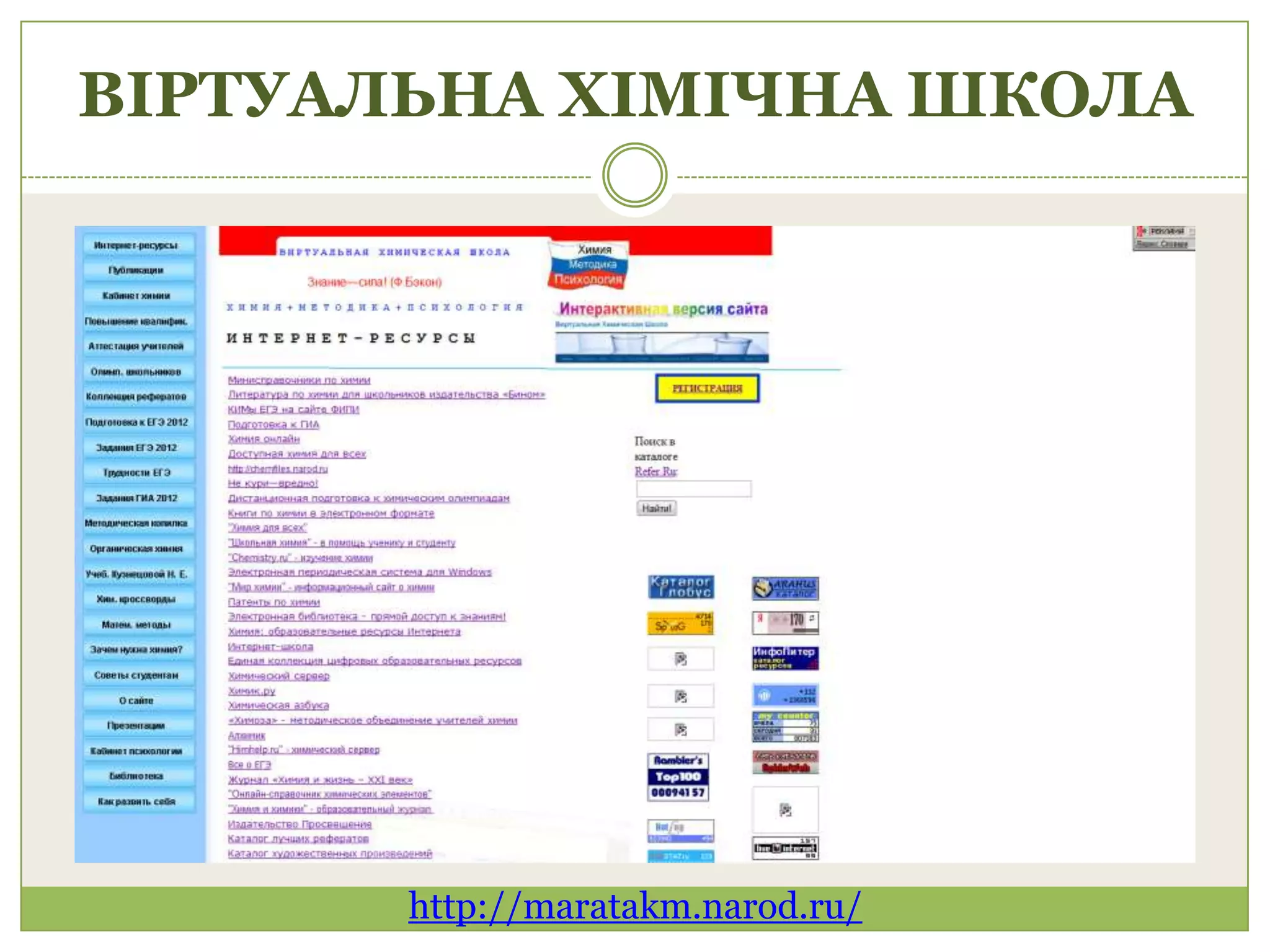 ВІРТУАЛЬНА ХІМІЧНА ШКОЛА




       http://maratakm.narod.ru/
 