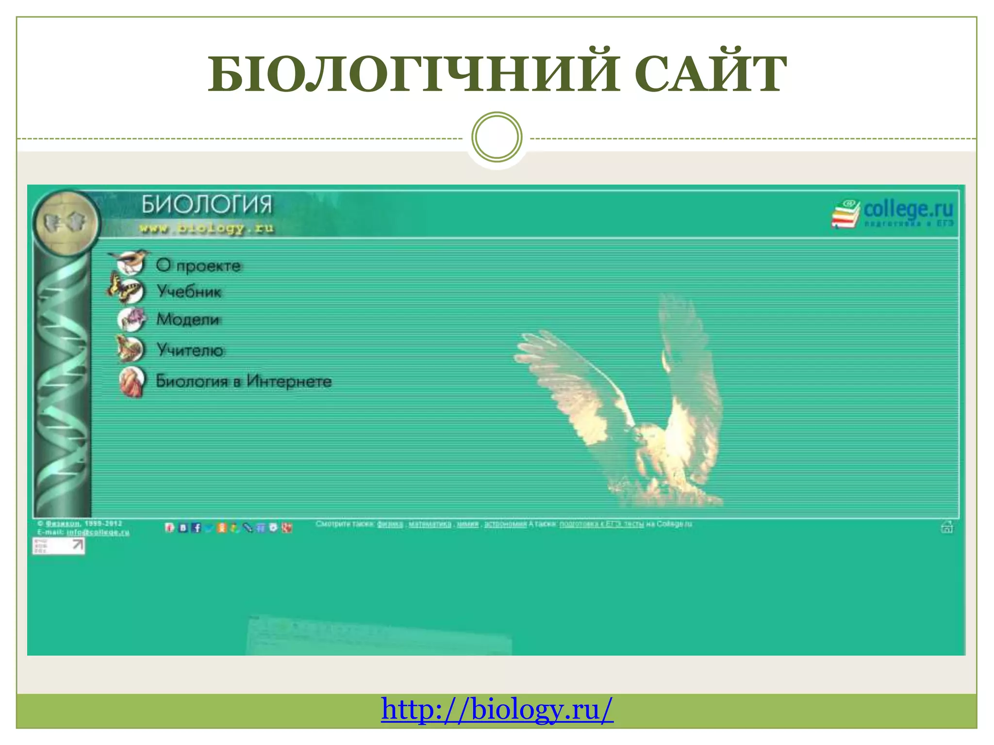 БІОЛОГІЧНИЙ САЙТ




    http://biology.ru/
 