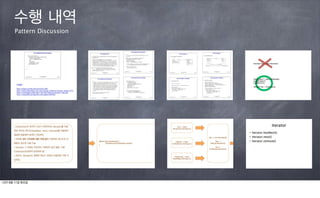 수행 내역
      Pattern Discussion




12년 9월 11일 화요일
 