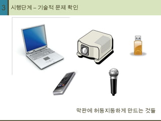 3   시행단계 – 기술적 문제 확인




                   막판에 허둥지둥하게 만드는 것들
 