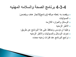 ‫به‬ ‫وٌقصد‬:‫موثقه‬ ‫خطه‬(‫برنامج‬)‫وٌتضمن‬ ‫هدؾ‬ ‫النجاز‬:
‫المسؤلٌات‬
‫الالزمه‬ ‫والموارد‬ ‫الوسائل‬
‫الزمنٌه‬ ‫االطر‬
‫طرٌق‬ ‫عن‬ ‫البرنامج‬ ‫هذا‬ ‫على‬ ‫ونحافظ‬ ‫نؤسس‬ ‫ان‬ ‫وعلٌنا‬:
‫الزمنٌه‬ ‫واالطر‬ ‫والمسؤلٌات‬ ‫الوسائل‬ ‫نعرؾ‬
‫محدده‬ ‫زمنٌه‬ ‫فترات‬ ‫عند‬ ‫البرنامج‬ ‫نراجع‬
 