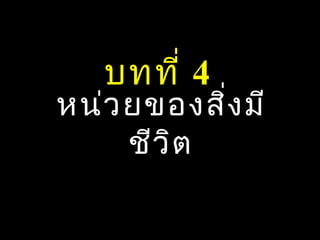 บทที่ 4
หน่ว ยของสิ่ง มี
     ชีว ต
         ิ

                   1
 