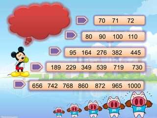 70   71    72

              80    90   100 110

         95 164 276 382        445

    189 229 349 539      719    730


656 742 768 860    872   965 1000
 