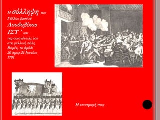 Τα μέλη της αναδείχτηκαν με 
καθολική ψηφοφορία. 
Εγκαθίδρυσε αβασίλευτη 
δημοκρατία. 
Άλλαξε το ημερολόγιο. 
Εκτέλεσε το βασιλιά 
(Ιανουάριος 1793) 
Συνέχισε τον πόλεμο. 
Συμβατική 
συνέλευση 
 