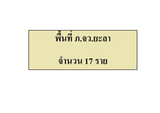 พื้นที่ ภ.จว.ยะลา
จํานวน 17 ราย
 