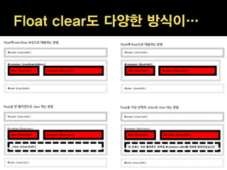 Float clear도 다양한 방식이…
 