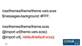 /css/themes/theme/theme.vars.scss
$messages-background: #FFF;

/css/themes/theme/theme.scss
@import url(theme.vars.scss);
@import url(../default/default.scss);
  33
 