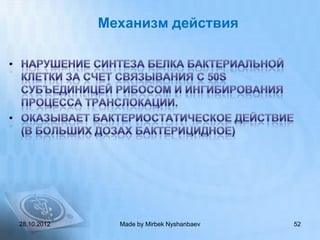 Механизм действия




28.10.2012     Made by Mirbek Nyshanbaev   52
 