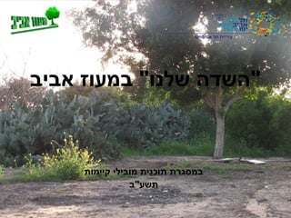 ‫עיריית תל אביב-יפו‬




‫"השדה שלנו" במעוז אביב‬



     ‫במסגרת תוכנית מובילי קיימות‬
                ‫תשע"ב‬
 