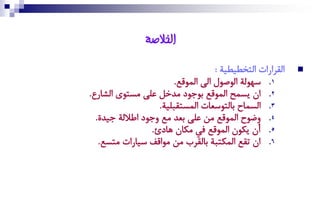 ‫انخالصت‬
                                     ‫اٌُعا ات اُتضؽٞؽٞة :‬   ‫‪‬‬
                         ‫1. ؼُٚٛة اُٛضٛل اُى آًُٛف.‬
‫2. ان ٝؽٓر آًُٛف ةٛدٛم ْطصَ قِى ْؽتٛى اُشا ا.‬
                    ‫3. اُؽٓاح ةاُتٛؼكات آُؽتٌتِٞة.‬
  ‫4. هعٛح آًُٛف ْٔ قِى ةكط ْف هدٛم اؼالُة دٞطة.‬
                  ‫5. أن ٝكٛن آًُٛف وٜ ْكان ٙامئ.‬
   ‫6. ان تٌف آُكتتة ةاٌُعب ْٔ ْٛاًه ؼٞا ات ْتؽف.‬
 