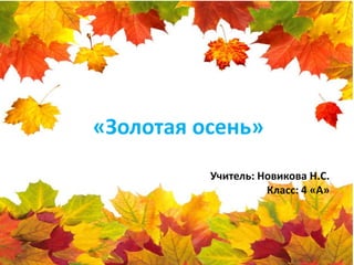 «Золотая осень»
          Учитель: Новикова Н.С.
                    Класс: 4 «А»
 