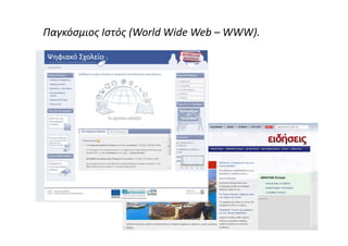Παγκόσμιος Ιστός (World Wide Web – WWW).
 