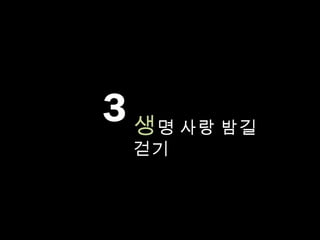 3 생 명 사랑 밤길
  걷기
 