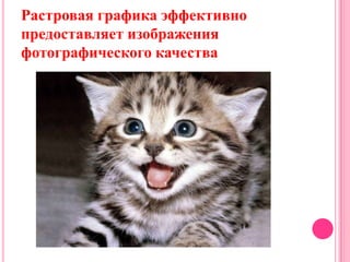 Растровая графика эффективно
предоставляет изображения
фотографического качества
 