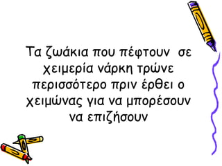 Τα ζωάκια που πέφτουν σε
   χειμερία νάρκη τρώνε
 περισσότερο πριν έρθει ο
χειμώνας για να μπορέσουν
       να επιζήσουν
 