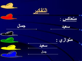 ‫التفكير‬
                   ‫متعاكس :‬
‫جمال‬                ‫سعيد‬

                  ‫متوازي :‬
          ‫سعيد‬
           ‫جمال‬
                           ‫11‬
 
