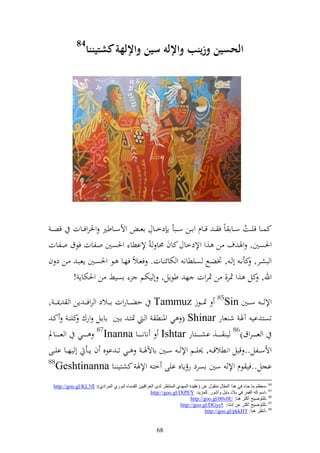 ‫48‬
                   ‫الحسين وزينب واإلله سين واإللهة شتيننا‬




                                     ‫ل‬
 ‫كسػػا قيػػت سػػاا اً ف ػ قػػاـ واػػن سػػبأ ا دخػػاؿ اع ػ وألسػػاطًن وٝنروف ػات قص ػ‬
                                                                         ‫ُ‬
‫وٜنصٌن, وٟن ؼ ن ,و وإلدخاؿ كاف ١نا ً إلاطا وٜنصٌن ولات فظؽ ولات‬
‫و بشػر, كأنػ أ ػ , ٔنضػػحل صػيطان و ختائ ػػات. فعػالً فهػا ػػظ وٜنصػٌن إعبػ ػػن د ف‬
        ‫وهلل, كل ,و ٖنر, ن ٖنروت ه طظإل, أ يختم اصين ن وٜنختاإ !‬

‫وإل ػ ػ سػ ػػٌن ‪ٕ 85Sin‬نػ ػػظز ‪ Tammuz‬حضػ ػػاروت اػ ػػالد و روف ػ ػ إن و ٬ن ػ ػ ,‬
 ‫تصز اي آٟن ش عار ‪ ( Shinar‬ي وٞن ط و ػ ٕنزػ اػٌن اااػل ورؾ كي ػ كػ‬
‫و ع ػ ػ ػ ػروؽ)68 ي ػ ػ ػػ, اش ػ ػ ػػزار ‪ Ishtar‬نان ػ ػ ػػا ‪ 87Inanna‬ػ ػ ػػي و ع ػ ػ ػ ػاد‬
‫وألس ػػلل.. قبل ونطالق ػ , ٪ني ػػم وإل ػ س ػػٌن ااآلٟن ػ ػػي ت ػ اظق ف إ ػػأ أ يهػػا اي ػػى‬
‫88‬
    ‫اجل..في ظـ وإل سٌن اصرد رؤإاق ايى خز وإلٟن كشزي ا ‪Geshtinanna‬‬
  ‫48 -ِؼظُ ِب جب فٟ ٘ظا اٌّمبي ِٕمٛي ػٓ (ػم١ضح اٌّٙضٞ إٌّزظغ ٌضٜ اٌؼغال١١ٓ اٌمضِب ٌٕٛعٞ اٌّغاصٞ): ‪http://goo.gl/KL3fI‬‬
                                                    ‫58 -اؿُ إٌٗ اٌمّغ فٟ ثالص ثبثً ٚأكٛع. ٌٍّؼ٠ض: ‪http://goo.gl/IXPEY‬‬
                                                                           ‫68 -ٌٍزًٛ١خ أوضغ ٕ٘ب: ‪http://goo.gl/00v0U‬‬
                                                                    ‫78 -ٌٍزًٛ١خ أوضغ ػٓ إٔبٔب: 5‪http://goo.gl/DGys‬‬
                                                                                   ‫88 -أٔظغ ٕ٘ب: ‪http://goo.gl/pkkHT‬‬


                                                        ‫86‬
 