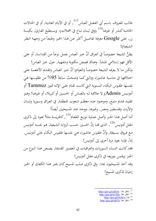 ‫وٜنػػاةت‬          ‫وألإػػاـ و عادإػ ,‬      ‫طا ػػب وٞنعػػر ؼ ااسػػم يب و لضػػل و عبػػاس711,‬
 ‫وٝناوػ ك ػػ,ر غًن ػػا811 ( ب ػػاف تبػاع وحملػػالت). إصػػزطيحل و ػػار , اختبصػ‬
‫زر, ايػػى ‪ Google‬عرف ػ تلاوػػيل ك ػػر اػػن ػػ,و وٝنب ػ (طبع ػاً ػػن ه ػ و ظػػر‬
                                                                               ‫و شيعي )!‬
                                                    ‫َّ‬
‫إظػن و شػػيع خصظوػاً و عػروؽ ف خبػ و عبػػاس ٪نسػػل نظاػاً ػػن و وسػ , ايػػى‬
        ‫وألقل فهظ أسال ي وٞن شأ. اؾ قص ختزظا شلهي , حظؿ خب و عباس!‬
                                       ‫َّ‬
‫ختػػن ػػا ة إعرفػ و شػػيع خصظوػاً (و عػظوـ) ف خبػ و عبػػاس ت ػ ر وألطعسػ ايػػى‬
‫اسػػب ااشػػظرو ( و ػ كسػػا ضػػحت سػػاا اً 59% ػػن ط ظسػػها ػػي‬
                                     ‫ُ‬                                          ‫وخزالفهػػا‬
     ‫نلصػػها ط ػػظس و بختػػا و ص ػ ظإ و ػ كانػػت ت ػػاـ ايػػى وإل ػ ٕنػػظز ‪Tammuz‬‬
‫د ن ػػيس ‪ )Adonis‬ة االق ػ ػ اا عب ػػاس وٜنص ػػٌن ك ػراال غًن ػػا! ػػظ‬
‫ت يي ػ ق ػ ر زبػػحل, ظ ػػظد ا ػ عظػػم شػػعظيف وٞن ط ػ , و ع ػروؽ سػػظرإا ب ػػاف‬
                       ‫ا وٞنصيحيٌن إضاً!‬             ‫وألردف فيصطٌن صر, غًن ا..‬
‫ػػا وػػل ػػ,و وٝنبػ وػػل اسييػ تظزإػػحل و طعػػاـ911, كاٟنرإصػ ػ الً تعػػظد أ ذكػػرى‬
‫زل د نيس021. و , قي ا أف وٜنصٌن حصب و ر وإ و شػيعي , ػظ نلصػ د نػيس‬
                                                        ‫َّ‬
                                                                  ‫َّ‬
‫ػػحل فػػر ؽ اصػػيط , ف ط ػػظس ااشػػظرو ػػي نلصػػها ط ػػظس و بختػػا ايػػى د نػػيس.‬
                                                ‫أذوً, ف ن ا نعظد ر, خرى أ د نيس!‬
‫ف كانػت و صػا و صػظرإات و عروقيػات و عصػظر و ٬نػ , إصػ عن ػ,و و ػظع ػن‬
                                           ‫وٝنب إ سن ازظزإع ذكرى زل د نيس!‬
  ‫وٝنبػ‬      ‫ق خ, وٞنصيحيظف ,و. ذكرى ويب وٞنصيه كػاف ٫نبػ ػ,و و ختعػ‬
                                                                     ‫أحيا ً ,كرى وٞنصيه!‬


                                                              ‫711 -أٔظغ ٕ٘ب: ‪http://goo.gl/sdZow‬‬
                                                               ‫811 -أٔظغ ٕ٘ب: ‪http://goo.gl/tU5Dc‬‬
                                                                    ‫911 ٕ٘ب: ‪http://goo.gl/OxWvj‬‬
                                                                ‫021 -أٔظغ ٕ٘ب: ‪http://goo.gl/uhJTs‬‬


                                           ‫28‬
 