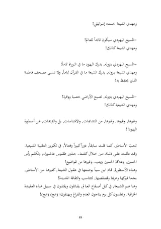 ‫ص ق أسروئييي!‬        ‫و شيع‬      ‫ه‬

                                                  ‫-وٞنصيه و يهظد سيختظف قائ وً يعاد!‬
                                                                 ‫ه و شيع ك, !‬

                    ‫-وٞنصيه و يهظد ا , إ رؾ و يهظد ا و زظرو, ٕنا اً!‬
 ‫ه و شيع ا , إ رؾ و شيع ػا و ػرآف ٕنا ػاً, ة ن صػى صػحع فاطسػ‬
                                                      ‫و , ٪نزلك ا !‬

                               ‫وفر,!‬    ‫-وٞنصيه و يهظد ا , تصبه وألروضي خصب‬
                                                          ‫ه و شيعي ك, !‬

‫غًن ا, غًن ا, غًن ا, ن و زشا ات, وةقزباسات, ال و رتٗنػات, اػن سػطظر,‬
                                                              ‫و يهظد!!‬

‫تيعػػب وألسػػاطًن, كسػػا قيػػت سػػاا اً, د روً كب ػًنوً فعػػاةً, تختػػظإن و ع يي ػ و شػػيعي .‬
                                                                                       ‫ُ‬
‫قػ ػ د ي ػػت اي ػػى ذ ػ ػ ػػن خ ػػالؿ كش ػػع ػػ, ر ط ػػظس ااش ػػظرو , تختي ػػم ر س‬
                                ‫وٜنصٌن, االق وٜنصٌن ا إ ب.. غًن ا ن وٞنظوضيحل!‬
‫ػػ,ق وألسػػطظر,, قػػاـ واػػن سػػبأ اظضػػعها ا ػػظؿ و شػػيع , كغًن ػػا ػػن وألسػػاطًن,‬
                            ‫اع ا كها ار ا قص صها, زز اسب و اف وٛن إ ,!‬             ‫فرب‬
‫ػػا ػػم و ش ػػيع , ك ػػل و ػ اع و ع ػػاد, إ ػػاتيظف إ زي ػػظف س ػػبيل ػػ,ق و ع يػ ػ ,‬
              ‫وٝنروفي . ٩نيصظف كل إظـ إ ا ظف و ع ـ و لروغ إهزلظف (اج) (اج)!‬



                                             ‫98‬
 