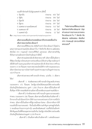 ถนนที่กำลังก่อสร้างในรัฐ/มณฑลต่างๆ มีดังนี้
	          1. รัฐกะฉิ่น	                            ประมาณ	        603 	ไมล์
	          2. รัฐชิน		                              ประมาณ	        345 	ไมล์
	          3. รัฐยะไข่	                             ประมาณ	        206 	ไมล์
	          4. รัฐฉาน	                               ประมาณ	        397	 ไมล์
	
	
           5. มณฑลมาเกวและมัณฑะเลย์	
           6. มณฑลเอยาวดี	
                                                    ประมาณ	
                                                    ประมาณ	
                                                                   112	 ไมล์
                                                                    28 	ไมล์
                                                                                     ‘
                                                                                 	 เส้นทางถนนทีใ่ ช้คมนาคมส่ง
                                                                                 สินค้าระหว่างไทย-เมียนมาร์ มีจด
                                                                                                               ุ
	          7. มณฑลย่างกุ้ง	                         ประมาณ	         12 	ไมล์     ผ่านแดนถาวรตามแนวชายแดน
ที่มา : http://www.modins.net/myanmarinfo/media/transport.htm                    ไทย-เมียนมาร์ ใน 7 จังหวัด คือ
                                                                                 เชียงราย แม่ฮองสอน เชียงใหม่
                                                                                                ่
	              เส้นทางถนนเชื่อมโยงประเทศเมียนมาร์กับประเทศเพื่อนบ้าน                       ‘
                                                                                 ตาก กาญจนบุรี ประจวบคีรีขันธ์
	              เส้นทางคมนาคมไทย-เมียนมาร์                                        และระนอง
	              เส้นทางถนนที่ใช้คมนาคม ส่งสินค้าระหว่างไทย-เมียนมาร์ มีจุดผ่าน
แดนถาวรตามแนวชายแดนไทย-เมียนมาร์ ใน 7 จังหวัด คือ เชียงราย แม่ฮองสอน       ่
เชียงใหม่ ตาก กาญจนบุรี ประจวบคีรีขันธ์ และระนอง เส้นทางสายสำคัญ
ที่เป็นความร่วมมือระหว่างไทยกับเมียนมาร์ มีดังนี้                            
	              เส้นทางช่วงแม่สอด/เมียวดี-เชิงเขาตะนาวศรี เส้นทางนี้เป็นเส้นทาง
ที่พัฒนาโดยรัฐบาลไทยเสนอความช่วยเหลือแบบให้เปล่าแก่รัฐบาลเมียนมาร์
เพื่อใช้ก่อสร้างและบูรณะเส้นทางช่วงแม่สอด/เมียวดี-เชิงเขาตะนาวศรีรวม
ระยะทาง 17.35 กิโลเมตร กรมทางหลวงของไทยได้ทำการสำรวจและออกแบบ
เส้นทางโดยประมาณการเงินค่าก่อสร้างและค่าควบคุมงานเป็นมูลค่าประมาณ
122.9 ล้านบาท
	              เส้นทางช่วงเขาตะนาวศรี-กอกะเร็ก-ท่าตอน แบ่งเป็น 3 เส้นทาง
ได้แก่
	              -	เส้นทางที่ 1 ช่วงเชิงเขาตะนาวศรี-กอกะเร็ก-อินดู-พะอัน-ท่าตอน
รวมระยะทาง 172 กิโลเมตร โดยรัฐบาลไทยได้เสนอและให้ความช่วยเหลือ
เป็นเงินกู้เงื่อนไขผ่อนปรน มูลค่า 1,350 ล้านบาท เส้นทางนี้เป็นเส้นทางที่
สั้นที่สุด ทำให้การขนส่งสินค้าผ่านเส้นทางนี้ประหยัดเวลาและค่าขนส่งได้มาก
	              -	เส้นทางที่ 2 ช่วงเชิงเขาตะนาวศรี-กอกะเร็ก-มูดอง-เมาะละแหม่ง-
ท่าตอน รวมระยะทาง 236 กิโลเมตร เส้นทางสายนี้จะทับซ้อนกับเส้นทางที่ 1
ถึ ง กอกะเร็ ก แล้ ว อ้ อ มลงไปทางใต้ ผ่ า นเมาะละแหม่ ง และวกไปทางเหนื อ ไป
ท่าตอน เส้นทางนี้เป็นเส้นทางที่รัฐบาลเมียนมาร์เสนอ เนื่องจากต้องการให้
ถนนเส้นนี้ผ่านเมาะละแหม่ง ซึ่งเป็นเมืองที่มีความสำคัญทางเศรษฐกิจอันดับ
3 ของเมียนมาร์รองจากกรุงย่างกุ้ง และเมืองมัณฑะเลย์ รวมทั้งยังเป็นเมืองท่า
ที่สำคัญและเป็นที่ตั้งของอุตสาหกรรมอีกด้วย โดยรัฐบาลไทยให้ความช่วยเหลือ
เป็นเงินกู้เงื่อนไขผ่อนปรนมูลค่า 2,150 ล้านบาท
	              -	 เส้นทางที่ 3 เป็นเส้นทางเดียวกับเส้นทางที่ 1 แต่จะมีถนนแยก

                                                           คู่มือ การค้าและการลงทุน สาธารณรัฐแห่งสหภาพเมียนมาร์   19
                                                                                                                  สส
 