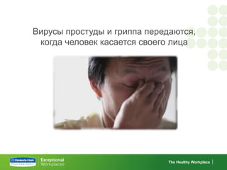 Вирусы простуды и гриппа передаются,
 когда человек касается своего лица




                             The Healthy Workplace
 