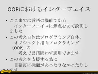 OOPˤ륤󥿩`ե
? ޤǤZΙCܤǤ
   󥿩`ե˽򤢤h
  ޤ
? οϥץߥ塢
   ָ֥ץߥ
  OOP
    Z鷺mäǤޤ
? ο֧Ԯ
   Z˙Cܤäʤäꤷ
  ޤ
 