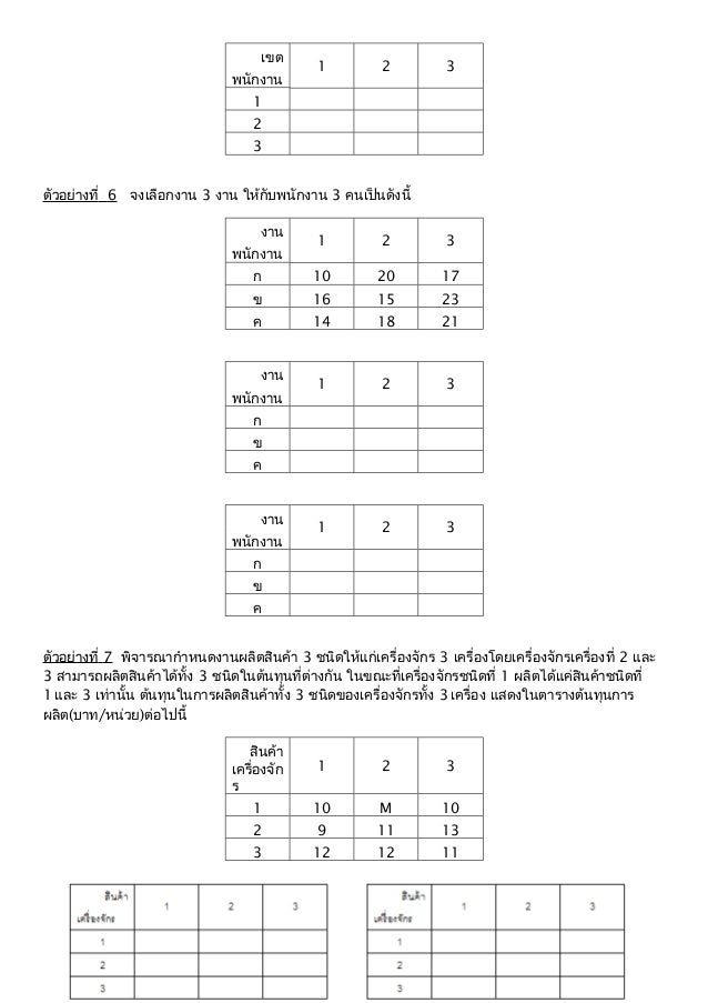 แบบฝึกหัด assignment model