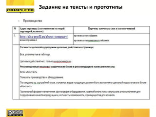 Задание на тексты и прототипы
 