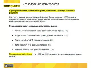 Исследование конкурентов
 
