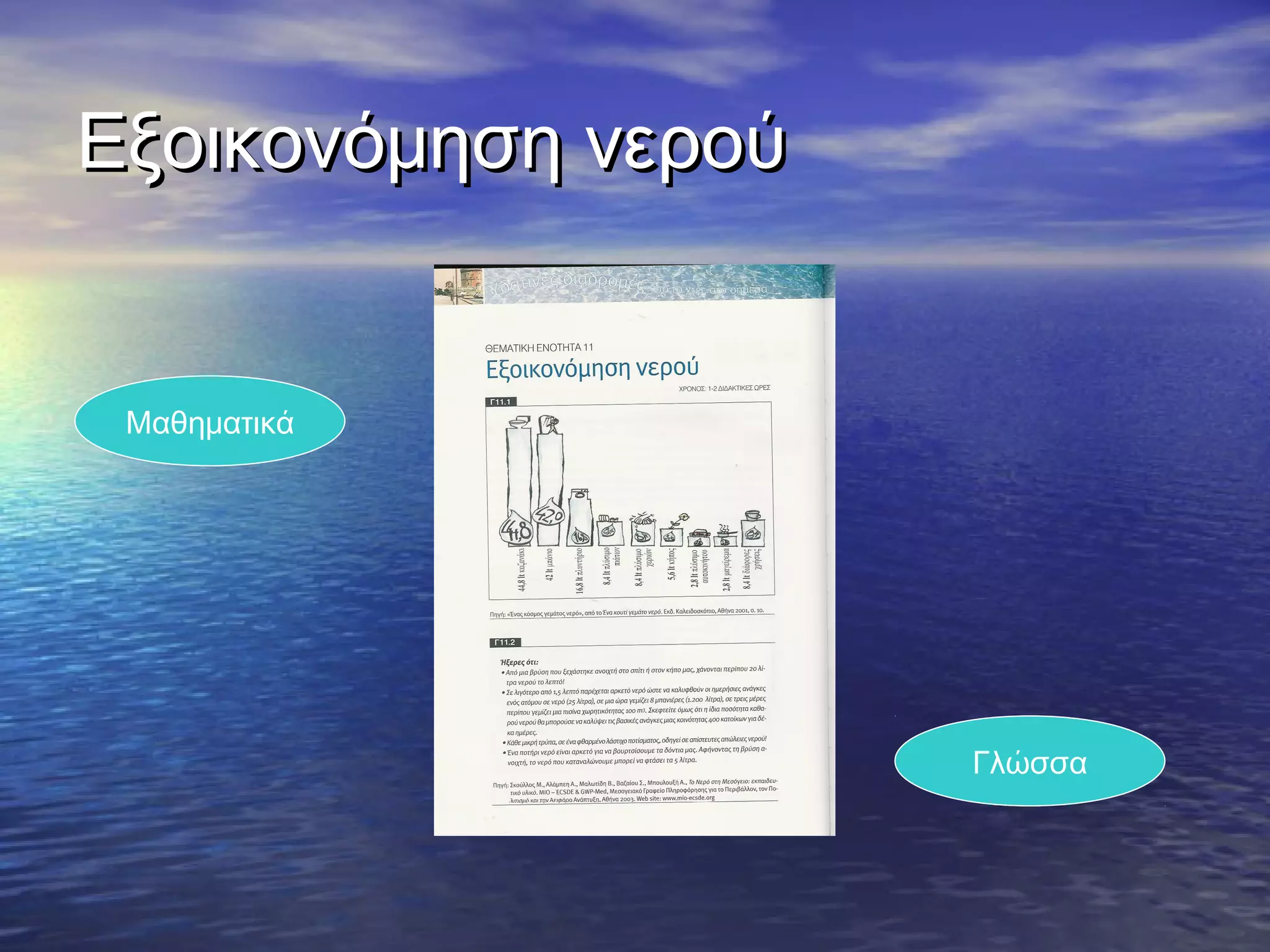 Εξοικονόμηση νερού


 Μαθηματικά




                     Γλώσσα
 