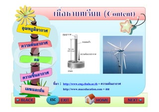 ที่มา :  http://www.eng.chula.ac.th = ความดันอากาศ
          http://www.maceducation.com = ลม

ESC
 