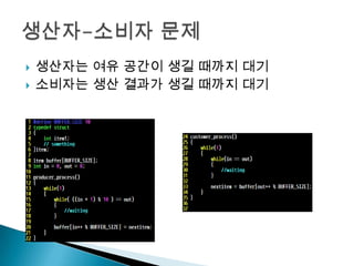    생산자는 여유 공간이 생길 때까지 대기
   소비자는 생산 결과가 생길 때까지 대기
 