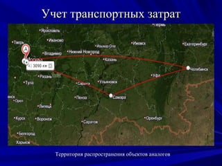 Учет транспортных затрат




  Территория распространения объектов аналогов
 