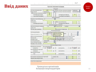 Ввід даних




              Громадська організація
             Асоціація енергоаудиторів   13
 