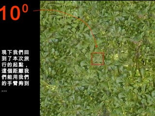 10   0


現下我們回
到了本次旅
行的起點，
這個距離我
們能用我們
的手臂夠到
...
 