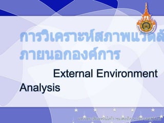 External Environment
Analysis
 