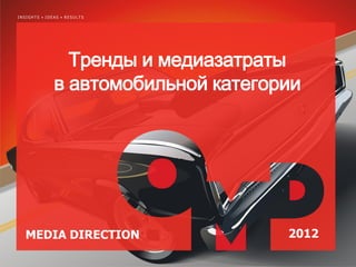 INSIGHTS • IDEAS • RESULTS




                Тренды и медиазатраты
              в автомобильной категории




   MEDIA DIRECTION                   2012
 