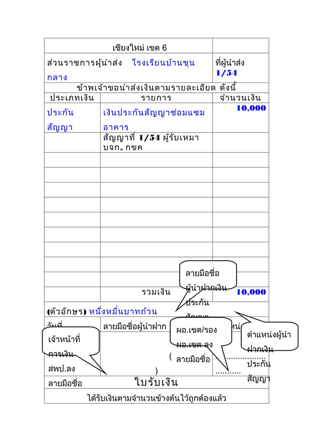 การนำฝากเิงินประกันสัญญา | DOC