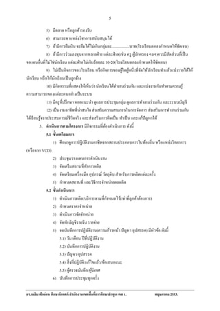 5
               5) มีตลาด หรื อลูกค้ารองรับ
               6) สามารถหาแหล่งวิชาการสนับสนุนได้
               7) ถามีการยมเงิน จะยมไดไม่เกินกลุ่มละ..................บาท(โรงเรียนตกลงกาหนดใหชดเจน)
                      ้         ื             ื ้                                         ํ     ้ ั
               8) ถ้ามีการร่ วมลงทุนจากหลายฝ่ าย แต่ละฝ่ าย(เช่น ครู ผูปกครอง ฯลฯ)ควรมีสดส่ วนที่เป็ น
                                                                            ้                 ั
ของคนอื่นที่ไม่ใช่นกเรียน แต่ละฝ่ ายไมเ่ กินร้อยละ 10-20(โรงเรี ยนตกลงกําหนดใหชดเจน)
                        ั                                                             ้ ั
               9) ไม่เป็นกิจการของโรงเรียน หรือกิจการของผใดผหน่ ึงที่จดใหนกเรียนทาแลวแบ่งรายไดให้
                                                                      ู้ ู้   ั ้ ั         ํ ้        ้
นกเรียน หรือใหนกเรียนเป็นลูกจาง
  ั               ้ ั                    ้
               10) มีกิจกรรมที่แสดงให้เห็นว่า นักเรี ยนได้ทางานร่ วมกัน และแบ่งงานกันทําตามความรู ้
                                                                    ํ
ความสามารถของแต่ละคนอย่างเป็ นระบบ
               11) มีครู ที่ปรึ กษา คอยแนะนํา ดูแลการประชุมกลุ่ม ดูแลการทํางานร่ วมกัน และระบบบัญชี
               12) เป็ นงานอาชีพที่น่าสนใจ ส่ งเสริ มความสามารถในการจัดการ ส่ งเสริ มการทํางานร่ วมกัน
ไดเ้ รียนรู้จรกประสบการณ์ชีวิตจริง และส่งเสริมการคิดเป็น ทาเป็น และแกปัญหาได้
                                                                        ํ      ้
          5. ดําเนินการตามโครงการ มีกิจกรรมที่ตองดําเนินการ ดังนี้
                                                                ้
               5.1 ข้ันเตรียมการ
                   1) ศึกษาดูการปฏิบติงานอาชีพจากสถานประกอบการในท้องถิ่น หรื อแหล่งวิทยาการ
                                               ั
(หรือจาก VCD)
                   2) ประชุมวางแผนการดําเนินงาน
                   3) จัดเตรี มสถานที่ทาการผลิต  ํ
                   4) จัดเตรี ยมเครื่ องมือ อุปกรณ์ วัตถุดิบ สําหรับการผลิตแต่ละครั้ง
                   5) กําหนดสถานที่ และวิธีการจําหน่ายผลผลิต
               5.2 ข้ันดําเนินการ
                                                                  ํ
                   1) ดําเนินการผลิต/บริ การตามที่กาหนดไว้(เท่าที่ลูกค้าต้องการ)
                   2) กําหนดราคาจําหน่าย
                   3) ดําเนินการจัดจําหน่าย
                   4) จัดทําบัญชีรายรับ รายจ่าย
                   5) จดบันทึกการปฏิบติงาน(ความก้าวหน้า ปัญหา อุปสรรค) มีหวข้อ ดังนี้
                                                   ั                                ั
                          5.1) วัน เดือน ปี ที่ปฏิบติงาน  ั
                          5.2) บันทึกการปฏิบติงาน    ั
                          5.3) ปั ญหา/อุปสรรค
                                             ั ้
                          5.4) ส่ิ งที่ปฏิบติ/แกไขแลว/ขอเสนอแนะ
                                                            ้ ้
                          5.5) ผตรวจบนทึก/ผนิเทศ
                                  ู้       ั           ู้
                   6) บนทึกการประชุมทุกคร้ ัง
                            ั

ดร.เฉลม ฟักอ่อน ศึกษานิเทศก์ สํานักงานเขตพนทการศึกษาลาพูน เขต 1.
      ิ                                   ื้ ี่      ํ                          พฤษภาคม 2553.
 
