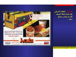 ‫هارديز المطعم الرمريكى‬
                                         ‫يقد م هدية شنطة الصيف‬
                                            ‫لكل رمن يشترى بمبلغ‬
                                                         ‫رمحدد .‬




                                       ‫لعالم اللعل م – الترويــــــــــــــــــــــــــج‬

‫دبلومة التسويق والمبيعات/دالسيد ناصر‬
 