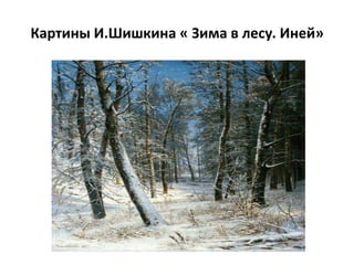 Картины И.Шишкина « Зима в лесу. Иней»
 