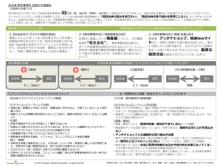自治体 東京事務所 訪問の中間報告
【当資料の位置づけ】
2010年6月から7月にかけて自治体 東京事務所の                    62
                          か所（県：38か所、市町村：24か所）に訪問させていただきました。当初は弊社企画中の「自治体クラウドクイックスタートパッ
ク」のヒアリングという主旨での訪問でしたが、いくつかの自治体の担当者様から「他自治体の悩みを知りたい」 「他自治体の取り組みを参考にしたい」という声をいただき
ました。具体的な内容につきましては、守秘義務等の関係から、公にすることは難しいですが、ある程度汎用化してお伝えすることは多くの自治体様にとっても有益であろうと判断し、
ここに文書化しました。皆様の日々の活動に少しでも参考になれば幸いでございます。

解決策（ソリューション例）                                                                             ※貴自治体では以下のような解決策は求められていないでしょうか

①《自治体向け クラウド情報交換会》                                               ②《東京事務所向け 物産展集客分析》                      ③《東京事務所向け 物産 投資分析》
情報システムに詳しくない自治体スタッフを対象に、                                         定期的に実施している物産展について、その集客                  物産展、アンテナショップ、関連Webサイ
総務省が取りまとめている「地方公共団体における                                                                                  トなど、物産に関連する取り組みを洗い出し、個々
                                                                 結果を“見える化”し、東京事務所担当者のレ
ASP･SaaS導入活用ガイドライン」などを活用しな
                                                                 ポート作成業務を効率化するためのソリューション。                に分断している取り組みを、そのプロセスと投資内
がら、自治体クラウドの目的・意義などを分かりや
すく、気軽に情報交換できるような自主勉強会。                                           将来的に物産展の費用対効果の最適化（最少のコス                 容を一元的に“見える化”することにより、最適な
                                                                 トで最大の効果を上げる）を実現するための1stス                投資方法を検討するプラットフォーム作り。
                                                                 テップ。

現状業務の分類                                                                    ※自治体 東京事務所の役割について大きく以下の4つに分類しております


       ◎【物産】
                                                        ◎         【観光】                         【企業誘致】                  【その他情報収集・交換】


 自治体                       東京                  自治体                            東京        自治体                 東京      自治体                東京

       モノ（BtoC）                                                    ヒト（BtoC）                      ヒト（BtoB）                     情報


ヒアリングさせていただいた方々からのコメント                                                                    ※一部弊社内で加筆・修正させていただいております
【自治体クラウドクイックスタートパック関連】                                                                【その他 東京事務所の業務関連】

《クラウドコンピューティング全般》                                                                     《クラウドコンピューティングの応用》
• 言葉は良く新聞などで目にするが、実際は良く分からない。今使っているメールと何が                                             • 農業ノウハウの共有など、幅広い領域でクラウドの応用範囲があるのではないか
  違うのか。                                                                               • スポーツ・文化施設予約システムは県と市町村で共通化を実施している
• 情報システムの専属の担当者がいないこともあり、最新の技術をフォローすることは難                                             • 事務系については業務の見直しが必要では。（例：住民票が出力できるとあるが、そも
  しい                                                                                    そもその紙は必要なのか）
《企画》                                                                                  《物産・観光》
• 許認可業務がクラウドの対象として適切ではないか                                                             • 物産・観光について、費用対効果の算出ができていないことが課題
• 広報などの限られたセクションからであれば、セキュリティの課題もクリアしやすい                                              • 物産展をやっても単発で終わってしまう。本来であれば、継続的な売り上げを見込み
• なぜクラウドでなくてはいけないのかの見極めが大切                                                              たい
• 行政職員が使いやすいシステムであることがポイント
                                                                                      • アンテナショップとの連動的な取り組みが必要
• 専用端末を使用する場合、イニシャル、ランニングのコスト負担が課題
                                                                                      • 他市と合同で物産展を実施。地元の企業が出展しているが、市としては集客のみでその
《導入・展開》
                                                                                        後の販売などはフォローしていない。アンケートを取って確認している程度。
• 市町村が単独で実施することは、スキル的・リソース的・経済的に難しいのが実情であ
                                                                                      • 税金を使っているので本当に費用対効果があるか今後分析が必要になってくるこ
  り、市町村から強い要望があれば、県では対応は可能かもしれない
                                                                                        とが予想できるが今のところは具体的な実施の目途はたっていない
• どのクラウド（官・民含め）を使うかの判断が重要ではないか
                                                                                      • 地元の近くにアンテナショップはあるが、東京には進出していない。その効果を説明す
• 行政サービスのコスト削減、コミュニティ構築、地元のIT事業者活性化の三位一体での
                                                                                        るのは難しいが、東京の担当者としては何とか実施してみたい。
  実施は意義があるかもしれない

             (C) 2010 Nangoku Software Corporation. All rights reserved.           本資料の全部、又は一部の複写・複製・電子媒体入力、及び、転載・引用・公開は、著作権侵害として、禁止させていただきます。
 