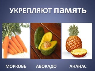 УКРЕПЛЯЮТ память




МОРКОВЬ   АВОКАДО   АНАНАС
 